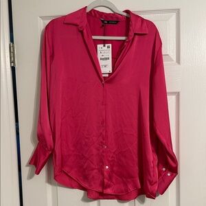 Zara Fuchsia Satin Blouse